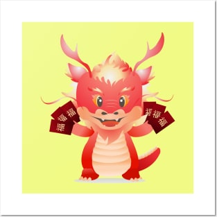 Dragon With Red Envelope Posters and Art